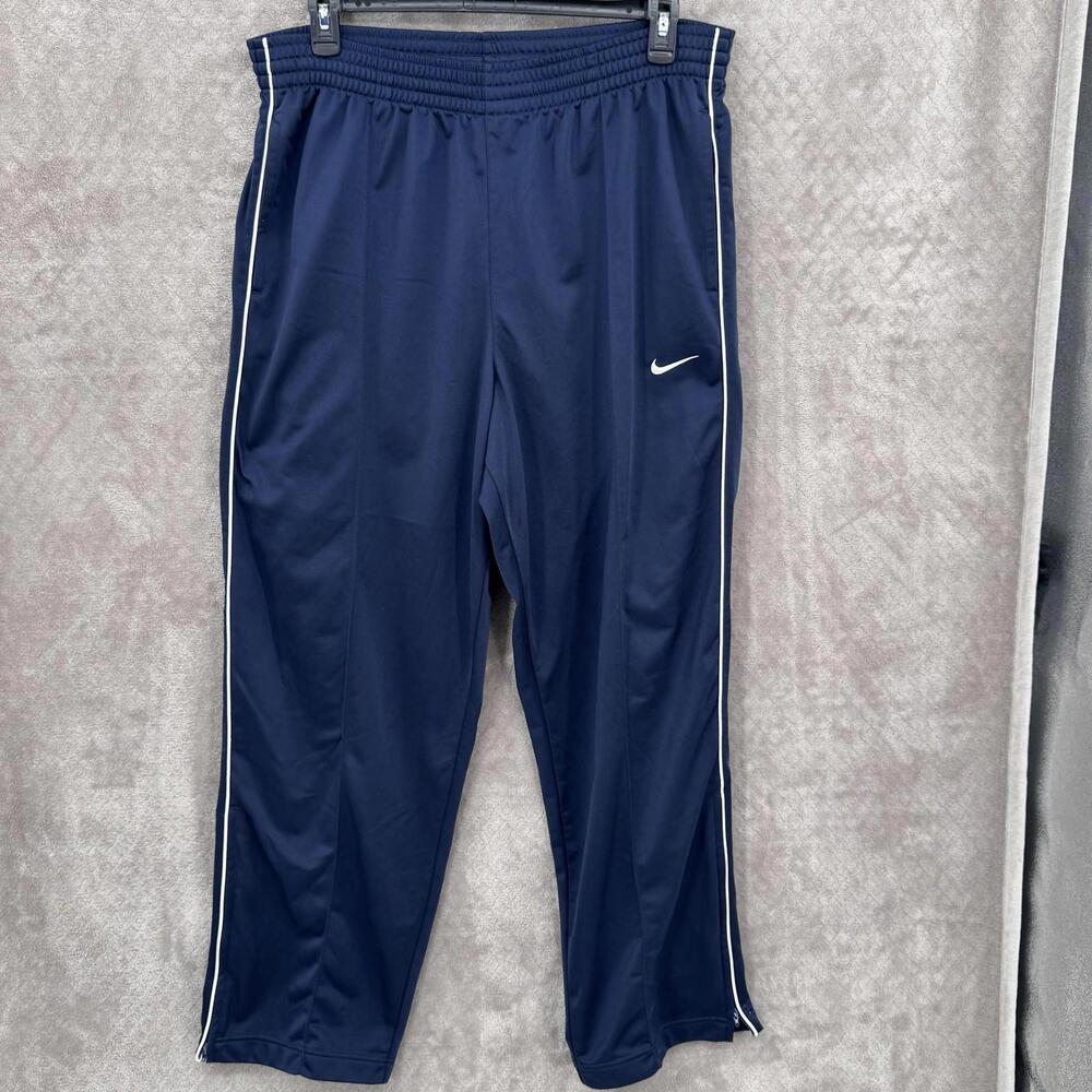 Nike Track Pants Mens Large Blue Side Stripe Zip Hem Elastic Waist Athletic